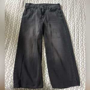 American Eagle Washed Black Wide Leg Jeans